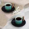 fanquare Handheld Small Ceramic Cups and Saucers 8Pcs Tea Cup