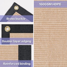 ZGR 4' x 3' Privacy Fence Screen Heavy Duty Windscreen Cover Shade Net Cloth Fencing Fabric Mesh Tarp with Brass Grommets and Cable Zip Ties, 160 GSM 90% UV Blockage, Beige
