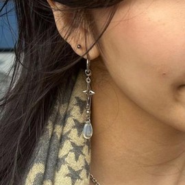 Teardrop Star Hoop Earrings Dangle Star Earrings Grunge Punk Rock Accessories Jewelry for Women Silver Star Jewelry Gifts for Women