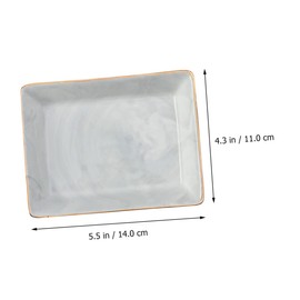 PACKOVE 1pc Ceramic Jewelry Dish Plate Marbling Design for Earrings and Makeup Storage Elegant Desktop Decor
