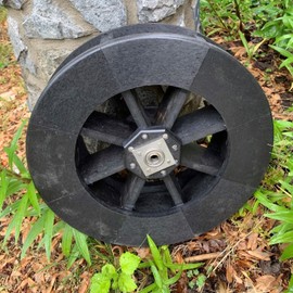Amish-Made Small Round Black Poly Decorative Water Wheel