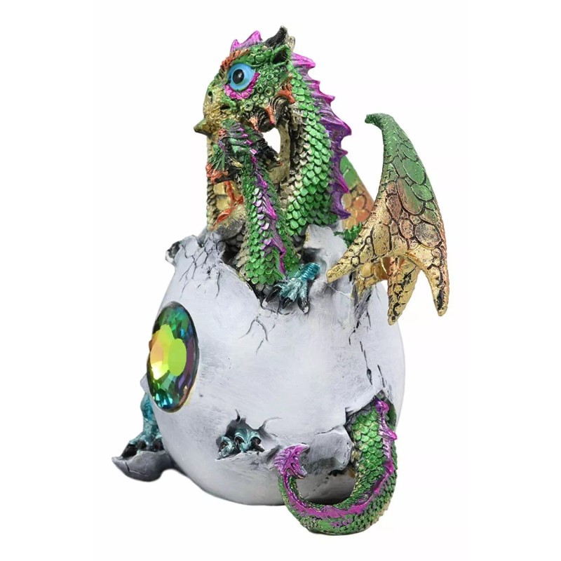 Green Emerald Crystal Hydra 3 Headed Dragon Hatchling In Egg