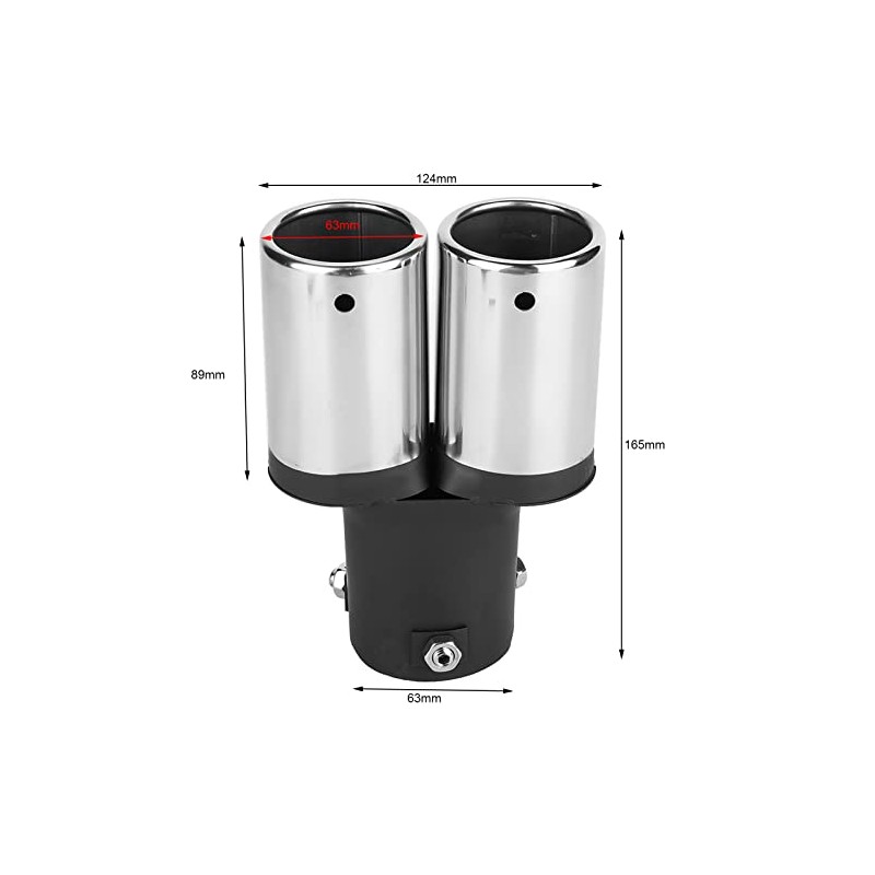 Car modified double exhaust rear pipe, stainless steel universal silencer,