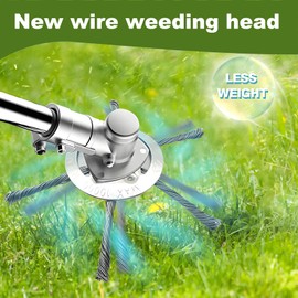 LILITUAN Steel Wire Grass Trimmer Head，6 Inch Steel Wire Brush Cutter Trimmer Head，Pack of 2，Wire Weed Trimmer Head，String Trimmer Replacement Head Suitable for 5mm Spindle Lawn Mower