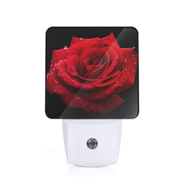 ENUIEO Red Roses Night Lights Plug into Wall, Red Flowers Auto Sensor LED Night Lamp for Men Women Boys Girls Holiday Presents Gifts
