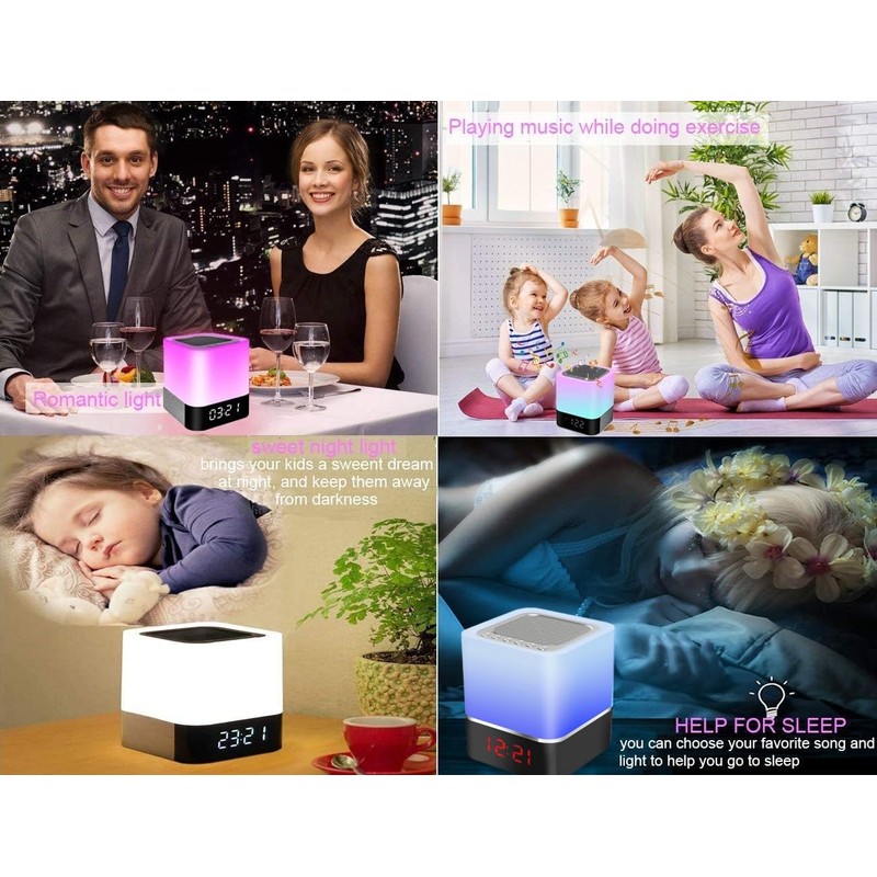 Night Light Bluetooth Speaker, 5 in 1 Touch Control Bedside