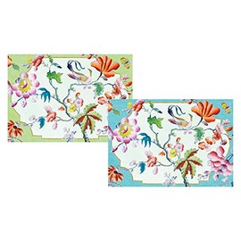 Caspari 8 Greeting Cards Notelets Blank & envelopes - Summer Palace Birds and Flowers