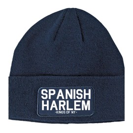 Spanish Harlem New York Winter Knit Adult Beanie Hat Navy Blue