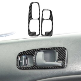 UOADA Car Inner Door Handle Frame Cover Sticker Decal Compatible with Honda Civic 1999 2000 2DOOR Real Premium 3K 3D Effect Soft Carbon Fiber Interior Auto Accessories Black