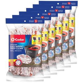 O-Cedar EasyWring Deep Clean Refill (4-Pack) | 40% More Cleaning Power | Microfiber Mop Refill Compatible with O-Cedar EasyWring Spin Mop & Bucket System