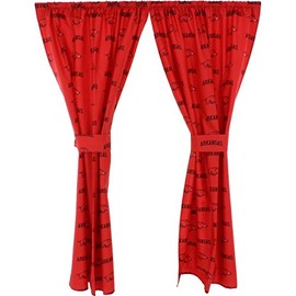 College Covers Arkansas Razorbacks 63" Curtain Panels Set with Tiebacks, 42" x 63", Team Colors