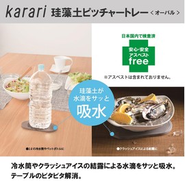 Anesty Company HO2108 Diatomaceous Earth Coaster Oval, Gray, 7.3 x Width 3.7 x Height 0.3 inches (18.5 x 9.5 x 0.8 cm), Karari Water Absorption, Quick Drying, Pitcher Tray