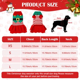 Dansydaisy 3 Pcs Christmas Dog Sweater Dresses Christmas Dog Costumes for Small Dogs Winter Warm Dog Cloth Xmas Holiday Sweaters Christmas Dress Outfit for Dachshund Chihuahua Maltese Dogs Girls(M)