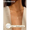 Chriscoco 3Pcs Gold Necklace for Women 14K Gold Plated Layered