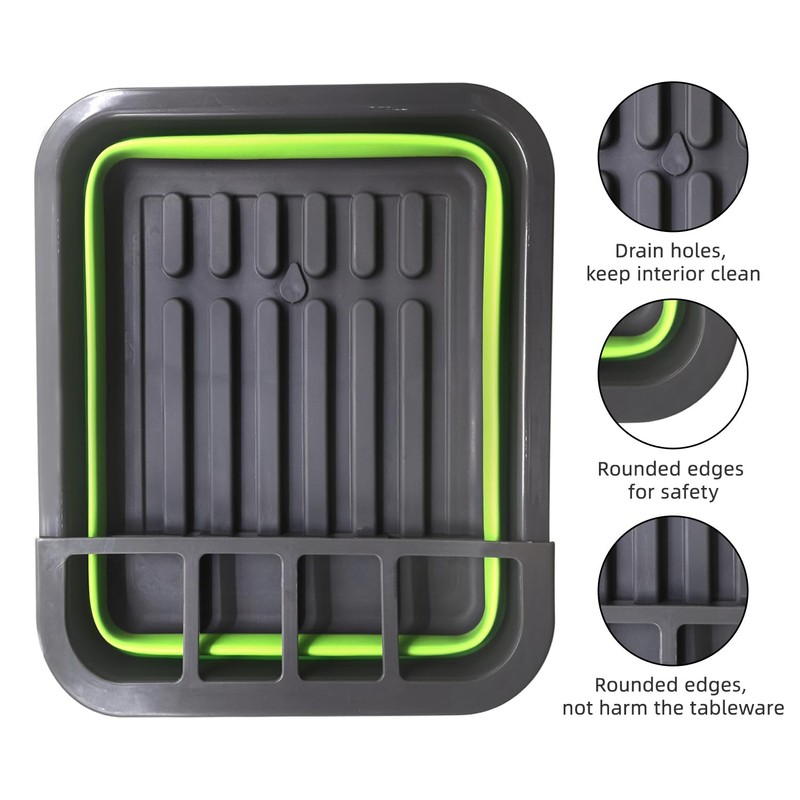 THANSTAR Collapsible Dish Drying Rack for RV Campers Portable Dinnerware