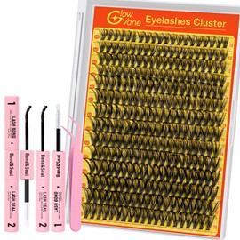 Glowvane Eyelashes Individual Kit 10-18mm, Cluster-Lashes Kit D Curl, Cluster Lashes with Lash Bond and Seal and Tweezers(40D V01)