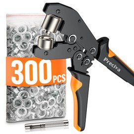 Preciva Eyelet pliers set, 300 pieces eyelet press, self-locking for space-saving storage, for PVC banners, tarpaulins, cardboard, etc.