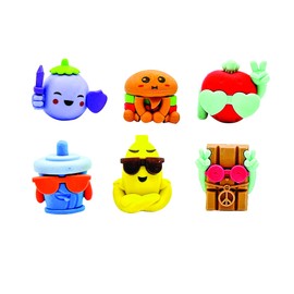 Raymond Geddes 3D Eraser Toppers (48 per Bag) - Snack Attack Cool Guys Pencil Toppers - Colorful Small Erasers for Kids