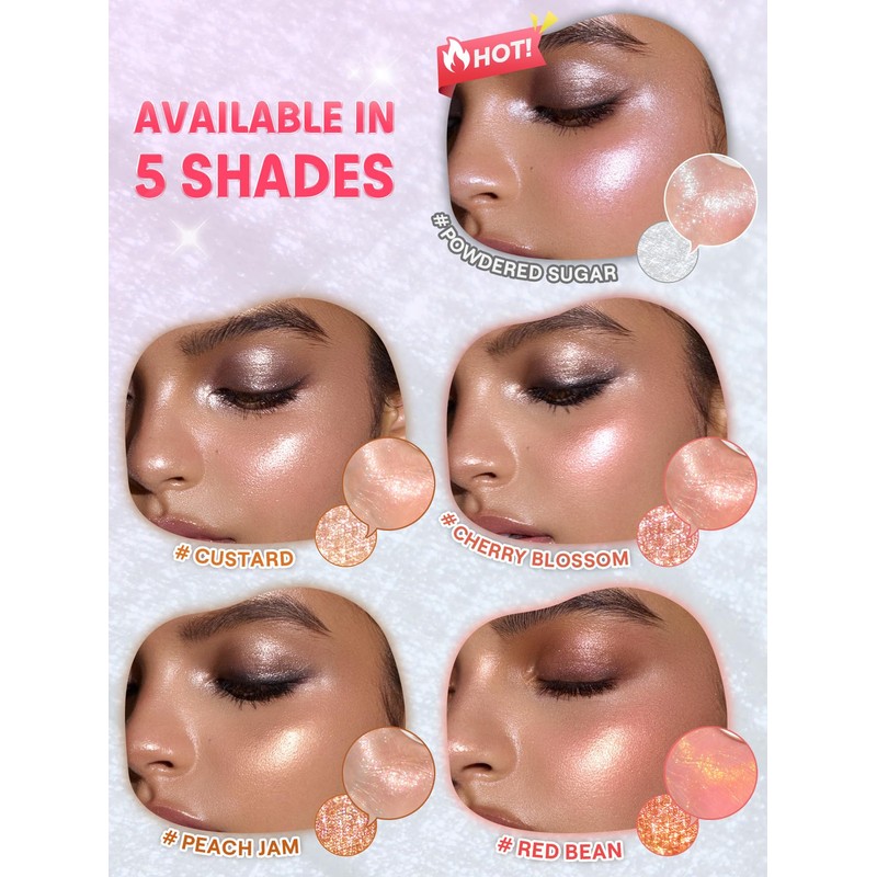 SHEGLAM Glowchi Bouncy Highlighter Mochi-like Formula Highlighter Long-lasting Shimmer Makeup-Cherry