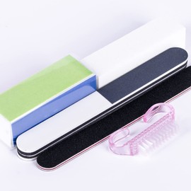 Baluue 1set Nail Files and Buffers Cleat Shaped Nail Dust Brushes Round Sanding Bars for Manicure and Pedicure Styles Each for Natural