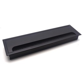 T Tulead 11-Inch Cable Hole Cover Wire Rectangle Hole Computer Desk Cable Grommet Black Plate with Bristles