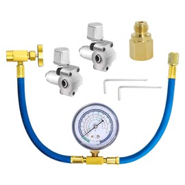 Refrigerator Freon Recharge Kit, AC Recharge Kit, R134a/R-12/R-22 Refrigerant Charging Gauge Hose Set with BPV31 Bullet Piercing Tap Valve for Home A/C Refrigerant System