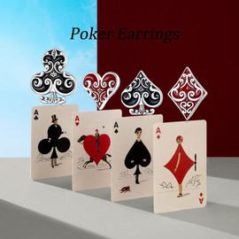 MUNDELL 925 Sterling Silver Asymmetrical Poker Spade and Heart Stud Earrings Club and Diamond Earrings for Women Cat Paw Earrings Spider Hypoallergenic Stud Earrings, Sterling Silver, No Gemstone