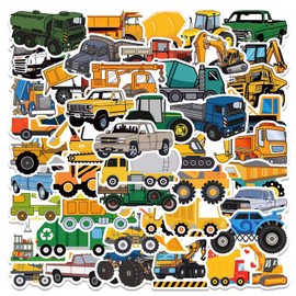 50Pcs Heavy Equipment Stickers Waterproof Construction and Truck Vinyl Decals for Kids Teens Adults, for Water Bottle Laptop Skateboard and Much More