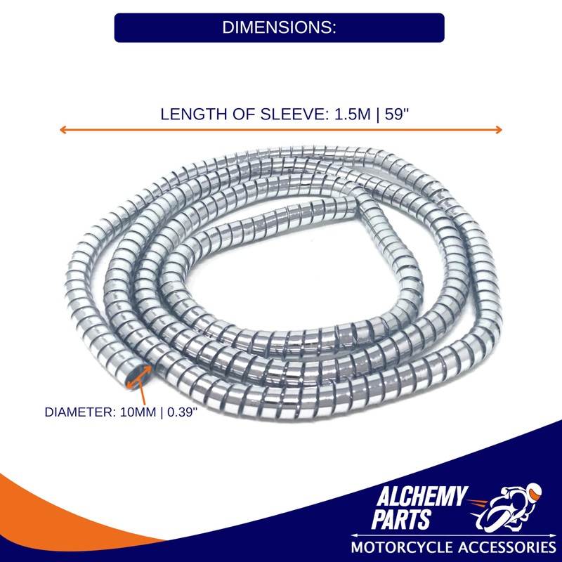 Motorcycle Protective Chrome Spiral Wrap for Cable Wire Tidy Hose