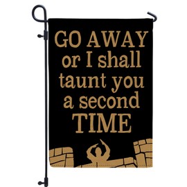 WutePade Go Away or I Shall Taunt You a Second Time Hello Fall Garden Flag Burlap Thanksgiving Christmas Decor, Garden Flags for All Seasons and Holidays Burlap House Flags for Outside 12 x 18 Inches