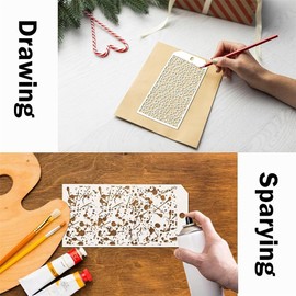 WELANGBN 8 Pcs Leopard Brick Dot Layering Stencils for Crafts, Mixed Media Art Texture Stencils for Painting on Card Making Canvas DIY Furniture Paper, Drawing Card Making Canvas Furniture Paper