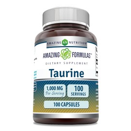 Amazing Nutrition Taurina 1000 mg, 100 Cápsulas, Suplemento Dietético, Aminoácido en Cápsulas, Sin Gluten, Non GMO, Fórmula para Rutina Diaria