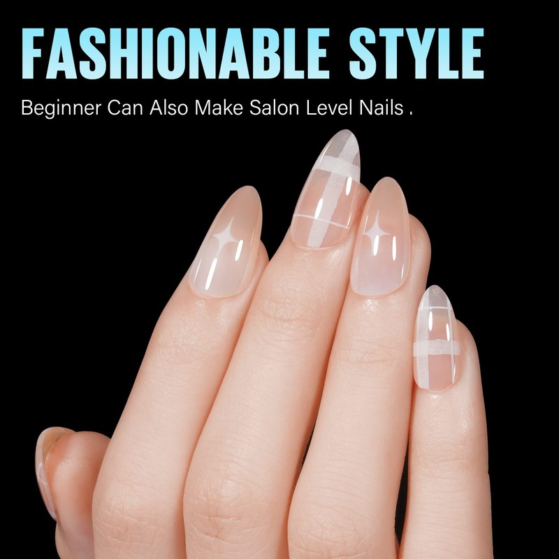 TOMICCA Almond Short Nail Tips for Gel Nails, Gel Full
