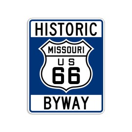 American Vinyl 3x4 inch Route 66 HISTORIC BYWAY Sign Shaped Sticker (travel road rv car decal)