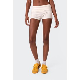 Foldover Shorts - Color: WHITE, Size: XL