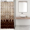 BIYSUC Ombre Brown Marble Shower Curtain Abstract Geometric Grid Cubic