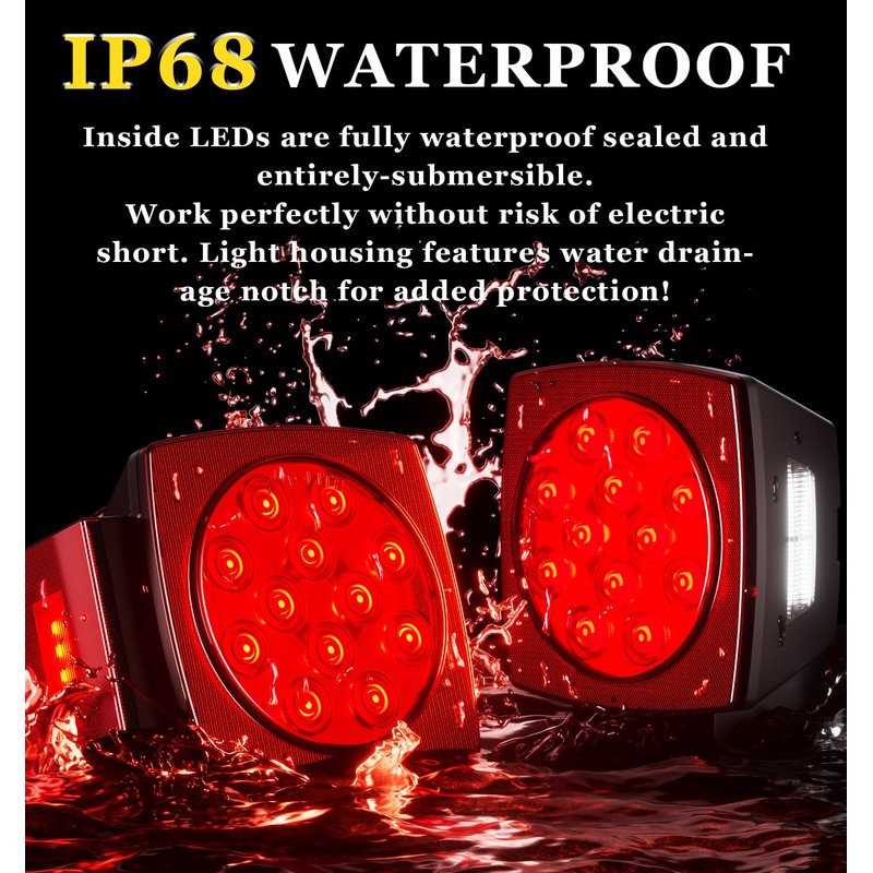Cyfie LED Trailer Light Kit, Super Bright Submersible Brake Stop
