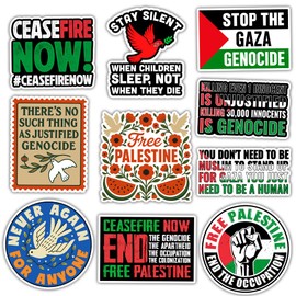 BAVAHA (10pcs) Free Palestine Stickers I Stand with Palestine Sticker Support Palestinian Flag Gaza Genocide Muslim Arab Decal Freedom Supporter Gifts Decoration Cars Water Bottles Laptops Helmets