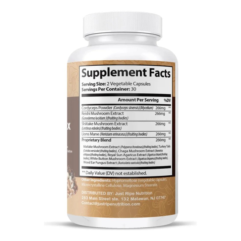Just Ripe Nutrition Complejo Ultra De Hongos 60 Cápsulas