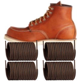 Endoto 2 Pairs Boots Shoe Laces for Red Wing Work Hiking Hunting Round Replacement Shoelaces(Color:Black&Brown,Size:54Inch)