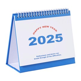 Desktop Calendar 2025, Runs From Oct 2024 Until December 2025 Thick Paper Standing Flip Weekly Planner Calendar with Twin Wire Binding Products for Home Office School (Blue)