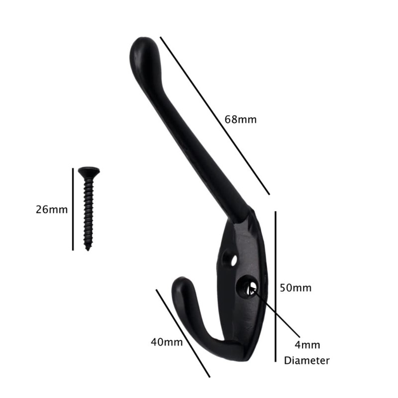 EAI Hat and Coat Hook for Coats Bath Towels 68x18mm