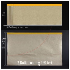 xianshengle Pre-Taped Paint Masking Paper, 12 in x 50 feet Automotive Painters Paper, Tape and Drape for Painting,for Cars and Auto Body Painting Paint Masking, Paint Spray Shield (3 Rolls)