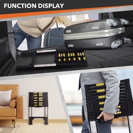 FEETE 15.5FT Telescoping Ladder,Aluminum Extension Ladder w/Triangle Stabilizers,330lbs Capacity Retractable Ladder,for Home,Outdoor(15.5FT,Black)