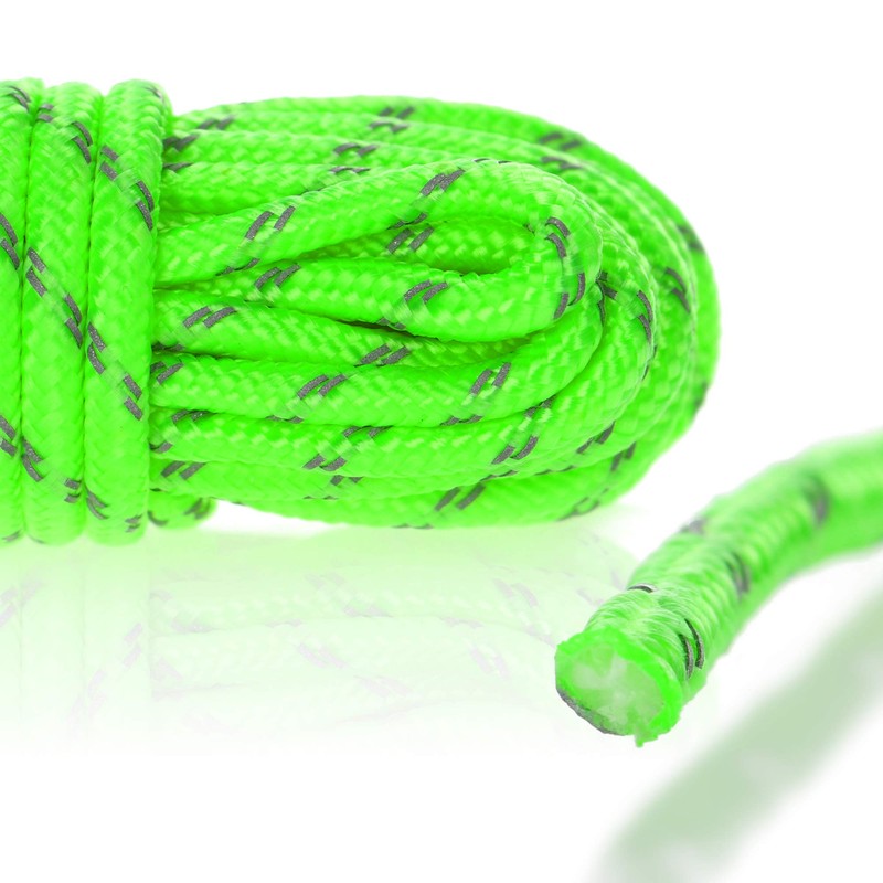 COM-FOUR® 8x Guy rope for camping, reflective in green -