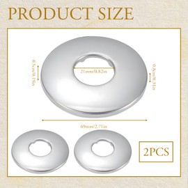 2 Pcs Tap Cover Collars, Split Two-Piece Stainless Steel Valve 2 x 21mm G1/2 Tap Shower Pipe Cover Rustproof Stainless Steel Escutcheon Valve Hole Plug-in Collar for Kitchen Bathroom Shower Radiator