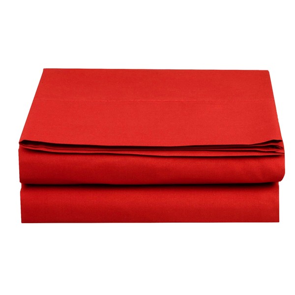 Elegant Comfort Premium Hotel Quality 1-Piece Flat Sheet, Luxury & Softest 1500 Thread Count Egyptian Quality Bedding Flat Sheet, Wrinkle, Stain and Fade Resistant, Twin/Twin XL, Red