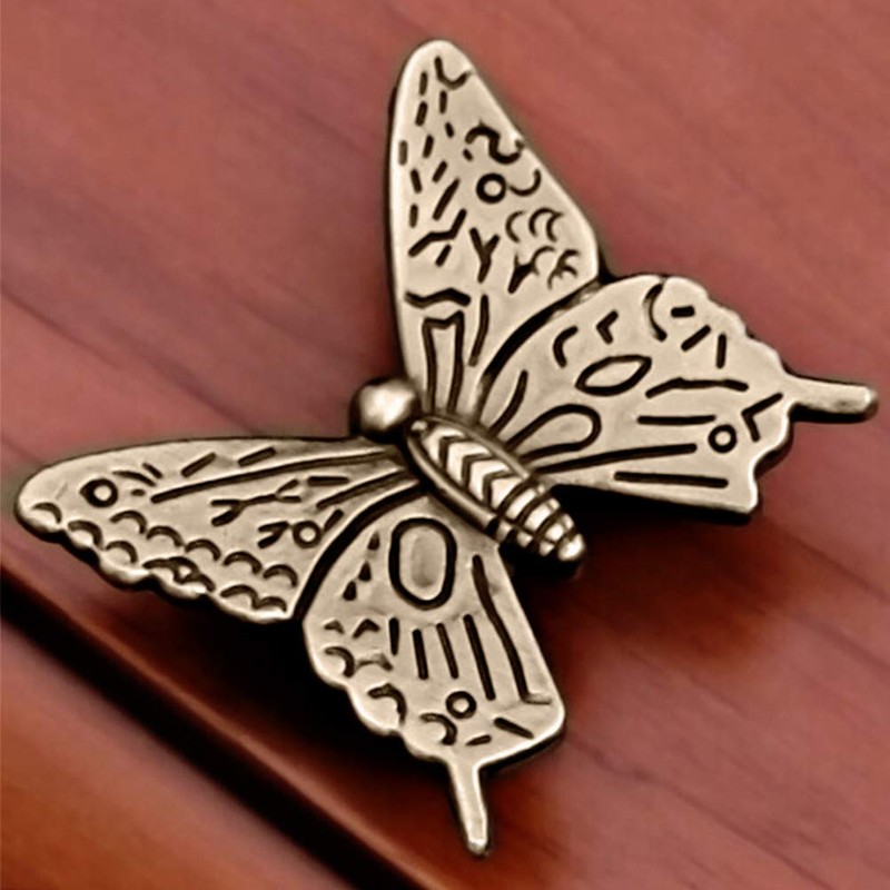 Denpetec 10 Pcs Butterfly Alloy Cabinet Knobs,Vintage Butterfly Shape Drawer