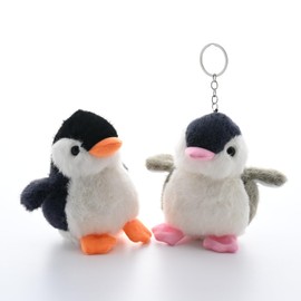 Men Women Creative Cute Lovely Fluffy Plush Penguin Keychain Key-Chains Keyring Handbag Purse Backpack Car Key Ring Pendant -Black