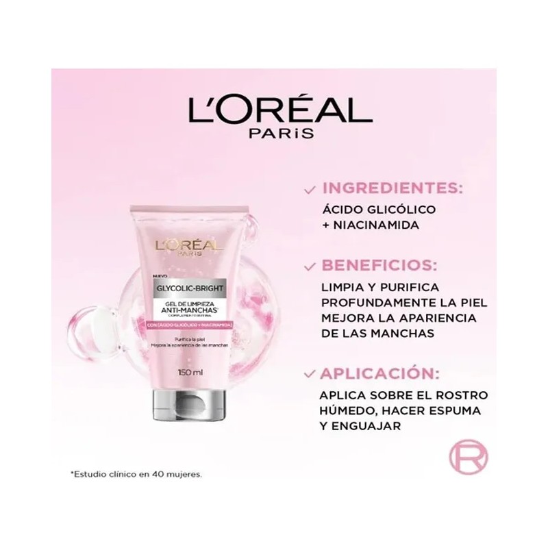 Loréal Paris Glycolic Brigh Gel Peeling Exfoliante Skincare